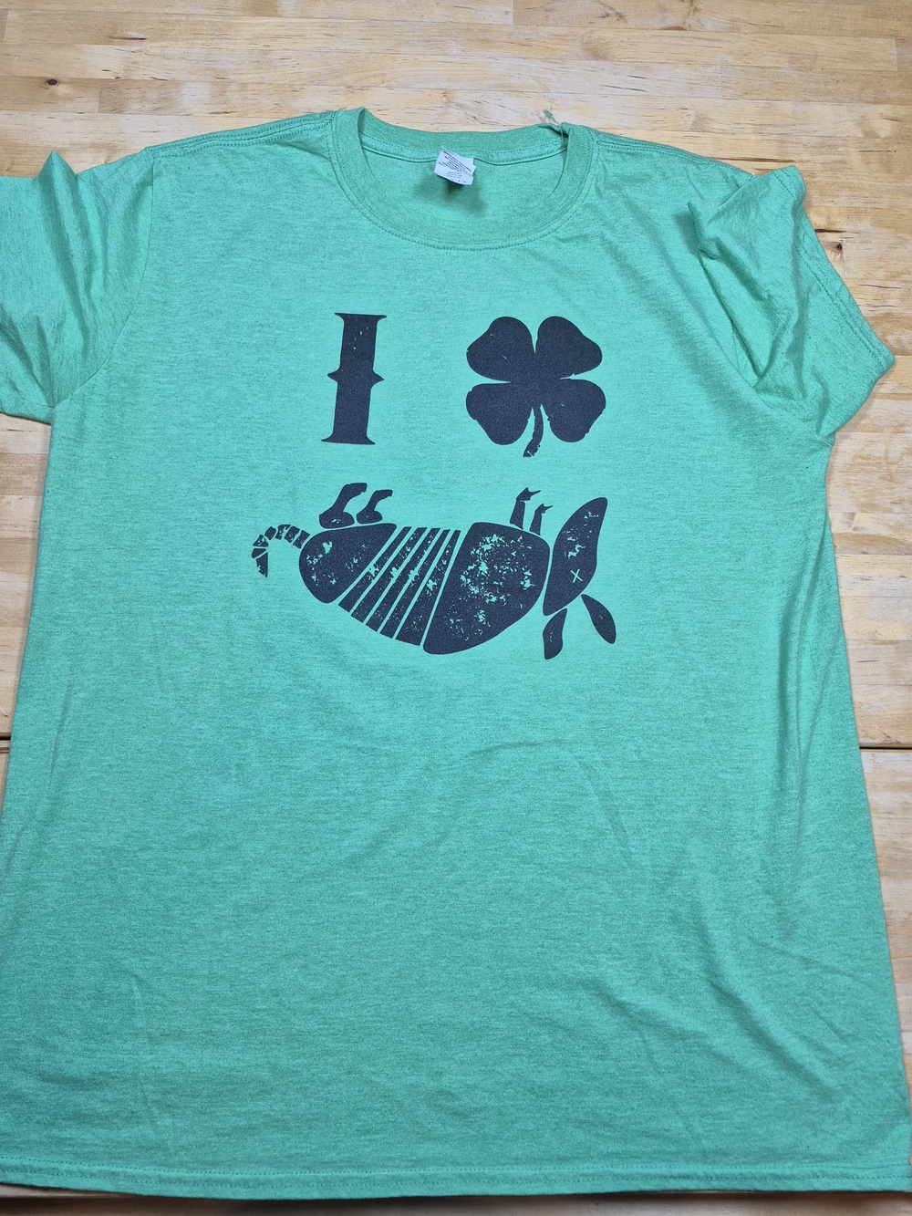 Gildan Green Short Sleeve Tee with Black Clover & Armadillo Graphic